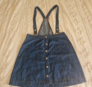 Hollister Blue Denim Skirt Set with Suspenders